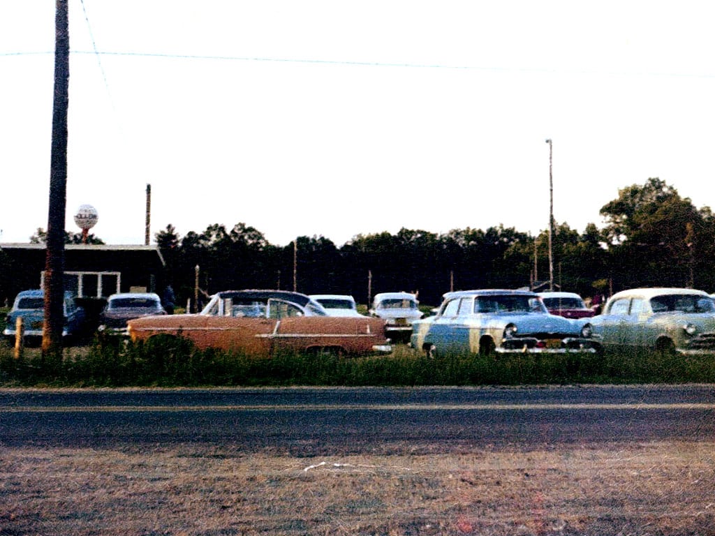 classic cars in parking lot