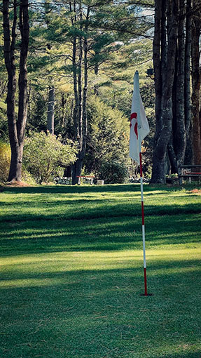 Hole 7 flag looking out towards bench