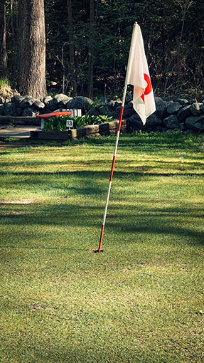 Hole 7 flag looking out towards bench