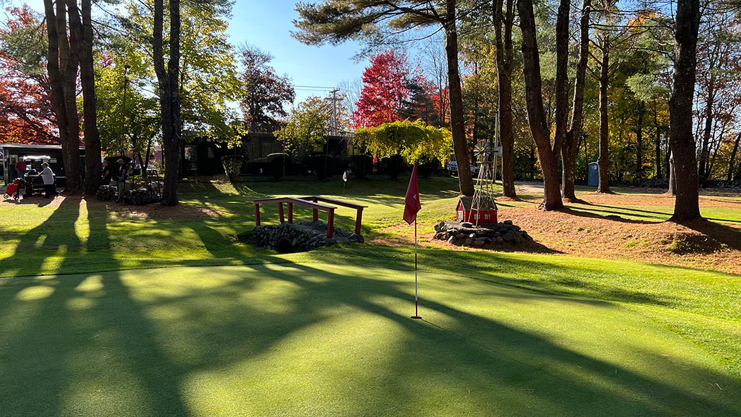 long shadows on golf course during fall