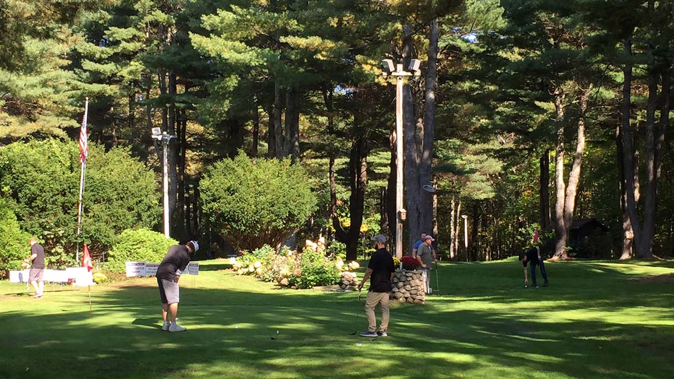 Golfers Playing Various Holes at Pine Hollow Little Par 3 Course