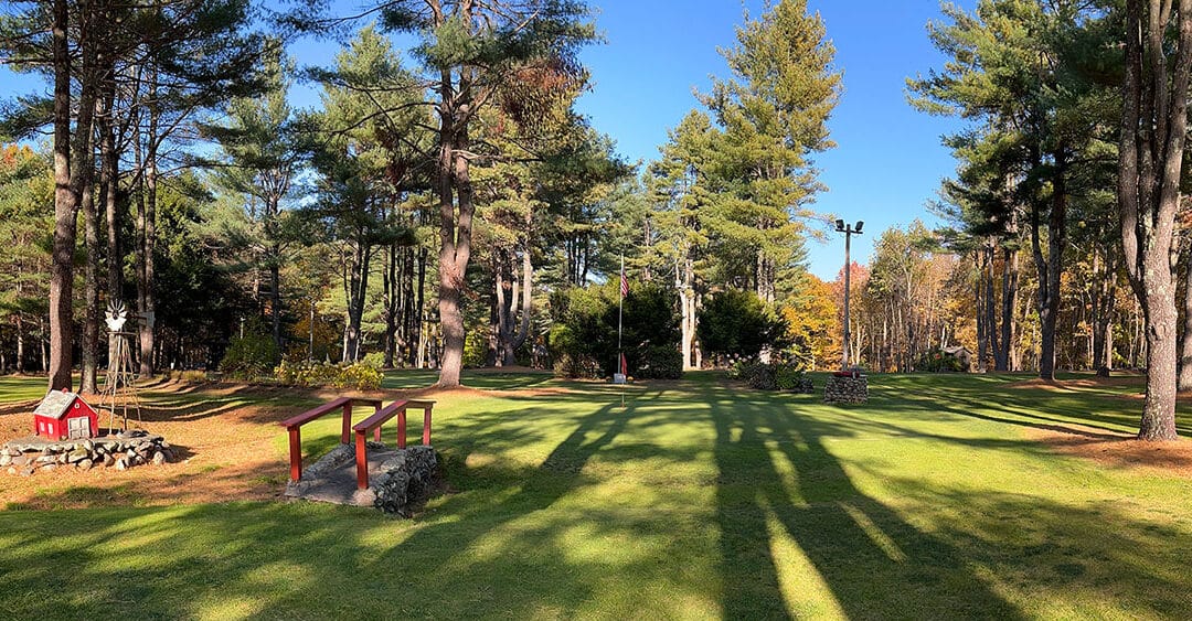 long shadows fall across golf course