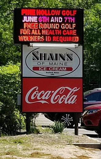 Shain's of Maine billboard promo for health care worker weekend